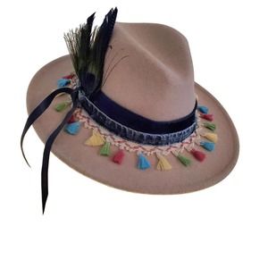 Custom Designed Boho Chic‎ Women's Wide Brimmed Felt Fedora